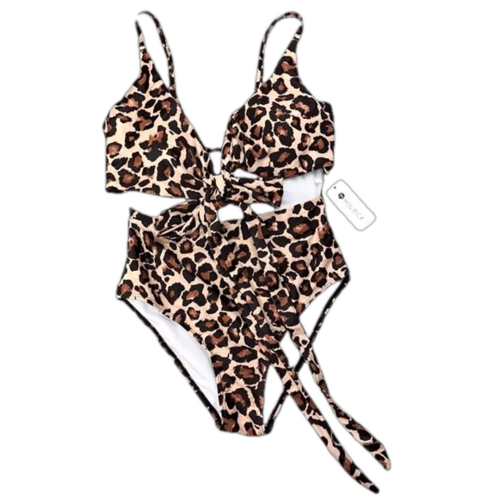 HOLIPICK Women's Cheetah print size medium swimsuit Unikini one piece bikini NWT - Picture 9 of 9